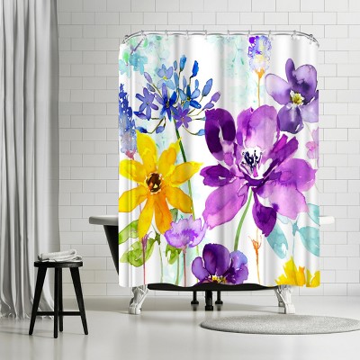 Americanflat Floral Shimmer by Harrison Ripley 71" x 74" Shower Curtain