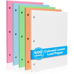 Manaloom Colorful Notebook Paper – 8.5" x 11", 150 Sheets  – College Ruled Loose Leaf Filler Paper – 4 Pack (600 Sheets Total) - 1 of 4