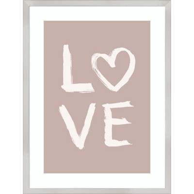 Light Pink and White LOVE Framed Wall Art Print
