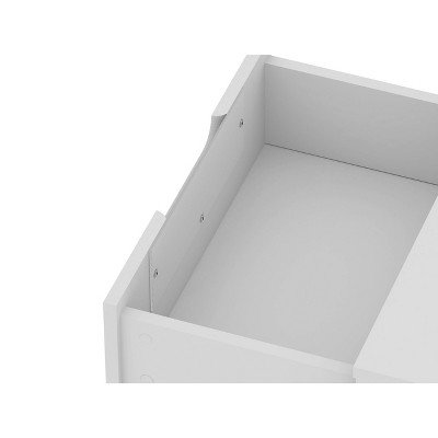 White Mid-Century Modern 2-Drawer Nightstand with Metal Legs