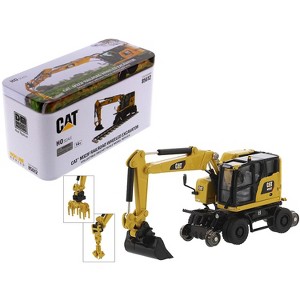 CAT Caterpillar M323F Railroad Wheeled Excavator & 3 Accessories (Safety Yellow Version) "High Line" 1/87 (HO) Scale Diecast Model by Diecast Masters - 1 of 4