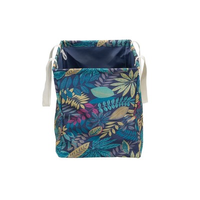 Blue Floral Canvas Utility Tote with Vinyl Lining