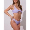 INSPIRE CHIC Women's Cutout Racerback Ribbed Bikini Sets, Scoop Neck Top Triangle Bottom Swimwear Bathing Suits 1 Set - 2 of 4