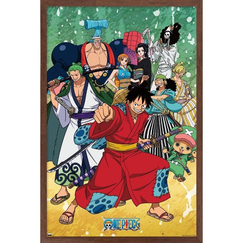 Trends International One Piece: Wano Country - Samurai Crew Framed Wall Poster Prints Mahogany Framed Version 22.375 x 34