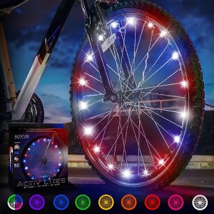Activ Life Bike Wheel Lights, Top Basket Stuffers for Kids and Teen Gifts; with Batteries Included - 1 Tire Pack, Patriotic - 1 of 4