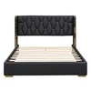 Full Size Upholstered Platform Bed with Metal Strips - 3 of 4