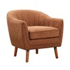 Chenille Fabric Upholstered Mid-Century Modern Accent Chair with Channel Stitched Back, Loose Seat Cushion, Foam Padding and Solid Wood Legs - 3 of 4