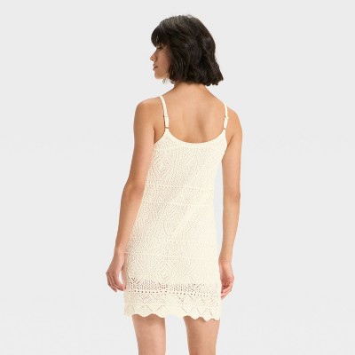 white christmas dresses Sabrina Crochet Mini Dress