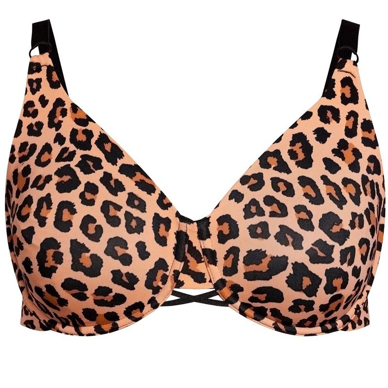 Women's Plus Size Back Smoother Print Bra - leopard  | AVENUE, 3 of 3