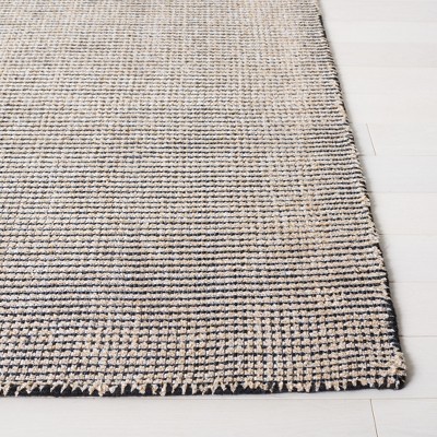 Natural and Black Flat Woven Cotton Area Rug, 5' x 8'