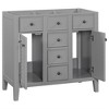 36 Inch Bathroom Vanity Without Top Sink, Solid Wood Bathroom Cabinet With 2 Cabinets And 5 Drawers - 3 of 4