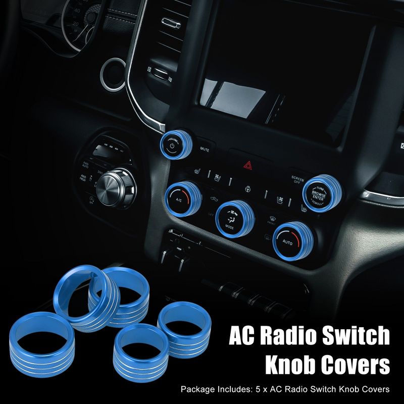 Unique Bargains Air Conditioner AC Radio Switch Decor Knob Cover for Dodge for Ram 1500 2018 2019 2020 5 Pcs, 2 of 7