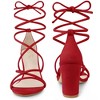 Perphy Women's Faux Suede Open Toe Lace Up Strappy Chunky Heel Sandals - 3 of 4