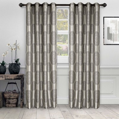 Traditional Medallion Jacquard Room Darkening Curtain 2-Panel Set by Blue Nile Mills