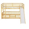 NicBex Twin Over Twin Bunk Bed with Slide,Loft Bed with Safety Guardrails and Ladder for Bedroom,Gray/White/Brown - 4 of 4