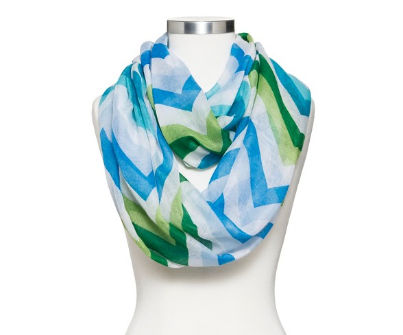 Women's Chevron Print Infinity Scarf - Blue