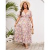 BLUEMING Summer Maxi Dress for Plus Size Women Tie Wasit Surplice Dress Flutter Sleeve A-Line Dress - 4 of 4