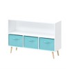 Childrens Bookshelf 4 Cubby Toy Storage Organizer with Collapsible Fabric Drawers, Kids Bookcase Book Display for Kids Room, Playroom and Nursery - 4 of 4