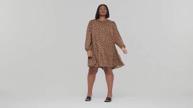 Women's Long Sleeve Tiered Shift Dress - Ava & Viv™, 2 of 5, play video