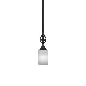 Toltec Lighting Elegante 1 - Light Pendant in  Matte Black with 4" White Marble Shade - 1 of 2