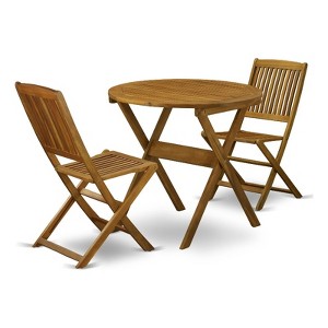 MNCM3CWNA - Dining Table and 2 Foldable Side Chairs - Natural Oil Finish - 1 of 4