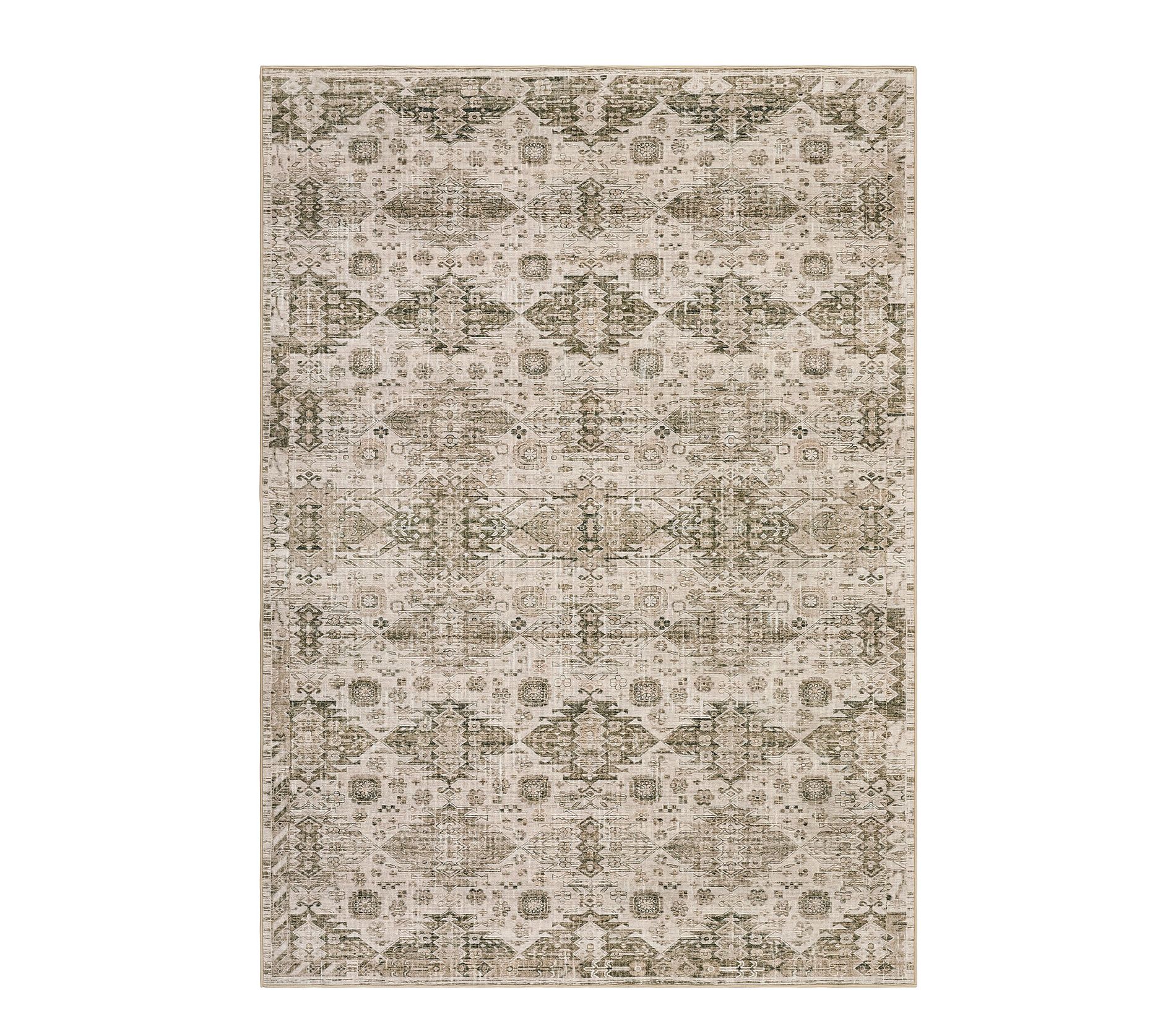 Washable Neutral Area Rugs Vintage Floral Retro Boho Geometric Carpet for Living Room Bedroom Dining Room Nursery Kids Room Hallway Entryway