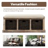 CENGHU Rustic Storage Ottoman Bench, Storage Bench with 3 Removable Classic Rattan Basket, Entryway Bench with Removable Cushion - 3 of 4