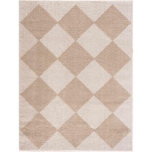 Hauteloom Arilla Beige Washable Diamond Area Rug - 1 of 4