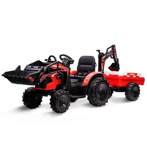 24V Ride On Toys, Ride On Tractor with Remote Control, Excavator & Bulldozer, Electric Vehicle w/Trailer, Digger, Shovel Bucket, EVA Tires - 1 of 4