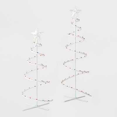 2ct 4' & 3' Christmas Incandescent Spiral Trees Novelty Sculpture Multicolored - Wondershop™