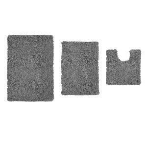 Fantasia Bath Rug Collection Cotton Shaggy Pattern Tufted Set of 3 Bath Rug Set - Home Weavers - 1 of 3