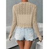 Women's Long Sleeve Tie-Front Cardigan Lightweight Cropped Knit Open Front Sweater - 2 of 3