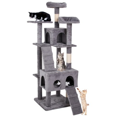 Bencmate Cat Climbing Frame with Versatile Multi Level Design, Easy to Assemble, Gray(19.7"*19.7"*63")