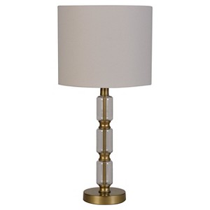 Glass Stacked Cylinder with Brass Detail Table Lamp Clear (Lamp Only) - Threshold