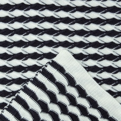 Black and White Striped Knit Acrylic Throw Blanket 50x65 Inches