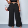 Coolmee Large Size Women's High Waist Palazzo Pants Casual Wide Leg Trousers Loose Work Office Business Suit Pant Pockets - 3 of 4