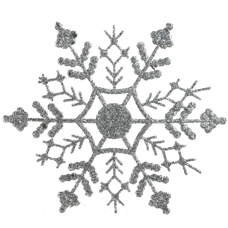 Northlight 24ct Silver Splendor Glitter Snowflake Christmas Ornaments 4", 1 of 4