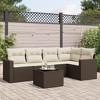 vidaXL 6 Piece Patio Sofa Set with Cushions - Brown and Cream With Table - 2 of 4
