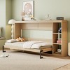 Wooden Murphy Bed With Bookshelf,Wall Bed With 3 Storage Racks,Wall Bed Murphy Bed -Maison Boucle - 3 of 4