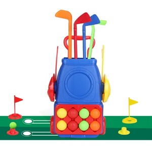 iMountek"Toddler Golf Clubs Set for Kids, 4 Sticks, 8 Balls, 2 Holes, Golf Mat - Fun Playset for Ages 3-6"blue - 1 of 4
