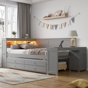 Sapphtopaz Full Size Multi-Functional Bed Frame, Daybed with Storage & Desk for Small Bedrooms, Teens & Home Offices - 1 of 4