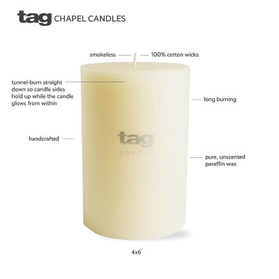 Elegant White Paraffin Wax 6x4 Unscented Pillar Candle