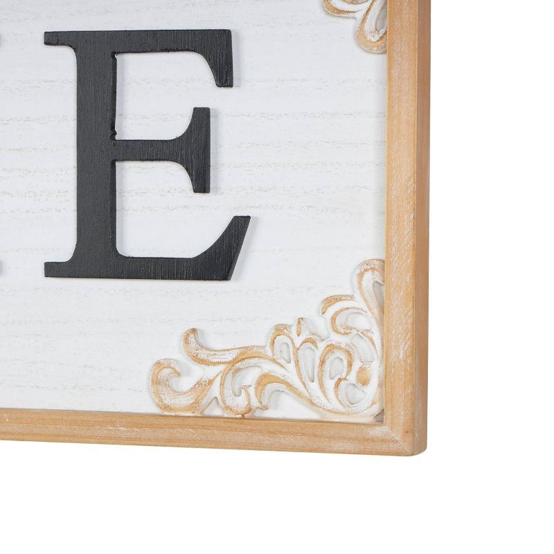 Olivia &#38; May 11&#34;x46&#34; Wooden Sign Welcome Wall Decor with Scroll Details White, 4 of 7