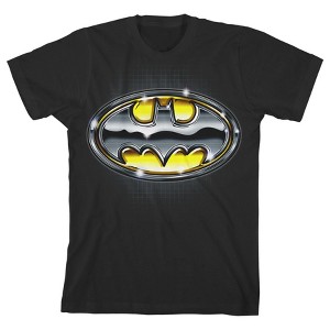 Batman Metallic Emblem Boy's Black Short-Sleeve T-shirt Toddler Boy to Youth Boy - 1 of 3
