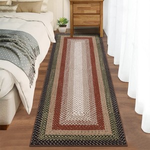 Indoor Modern Machine Washable Geometric Bordered Area Rugs - Soft Non Slip Floor Carpet for Home Office - 1 of 4