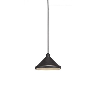 Toltec Lighting Vintage 1 - Light Pendant in  Dark Granite with 10" Dark Granite Cone Metal Shade Shade