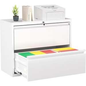 YONWAY 4 Drawer Lateral File Cabinet with Lock, Steel File Storage Cabinet, for Legal/Letter/A4/F4 Size, for Home Office and School - 1 of 4