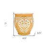 HomeRoots Set of Two Green And Yellow Ceramic 8 Ounce Geo Floral Pot Planters - 3 of 4