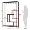 Indoor Plant Stand 5 Tier Tall 70.9 inches, Large Metal & Wood Plant Shelf with 6 Hanging Hooks - 2 of 4