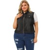 Agnes Orinda Women's Plus Size Trucker Zipper Front Sleeveless Sport Crop Denim Vests - 4 of 4
